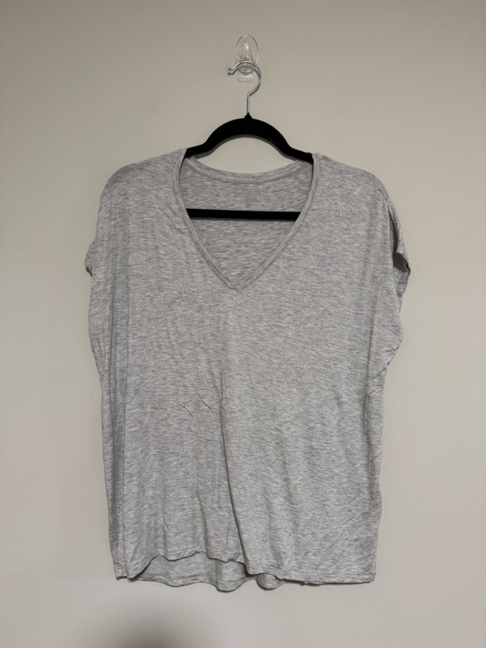 Majestic Filatures Silver Metallic V-Neck Short Sleeve Tee Size 3 Medium